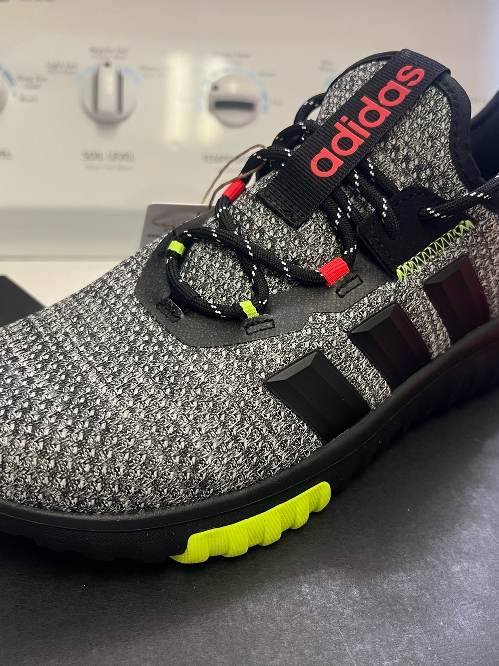 adidas Kids Kaptir 4.0 K Sneakers - Gray with Black & Neon Green